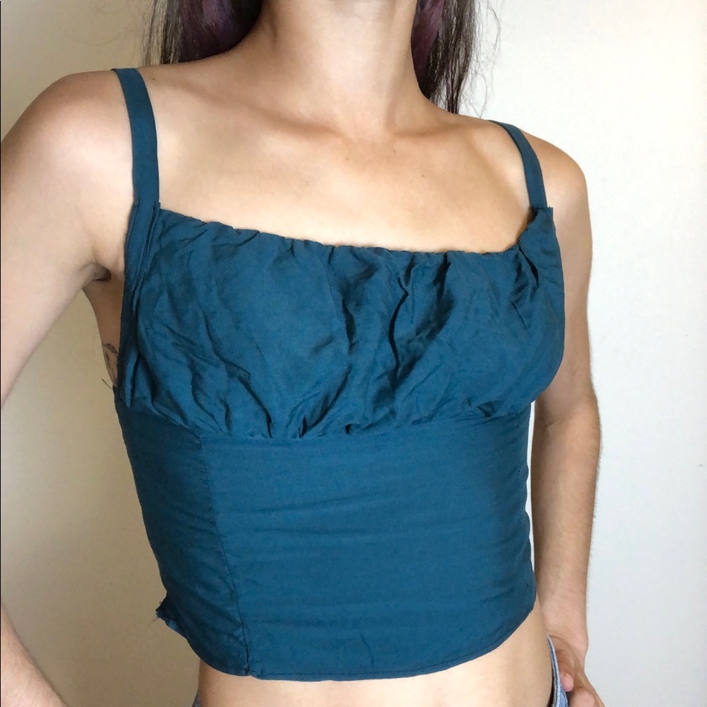 Blue Teal Ruched Handmade Cami Top!